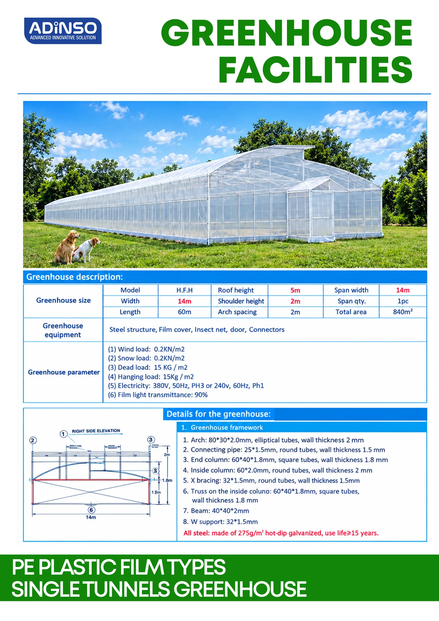 Single Tunnel Greenhouse Facilities