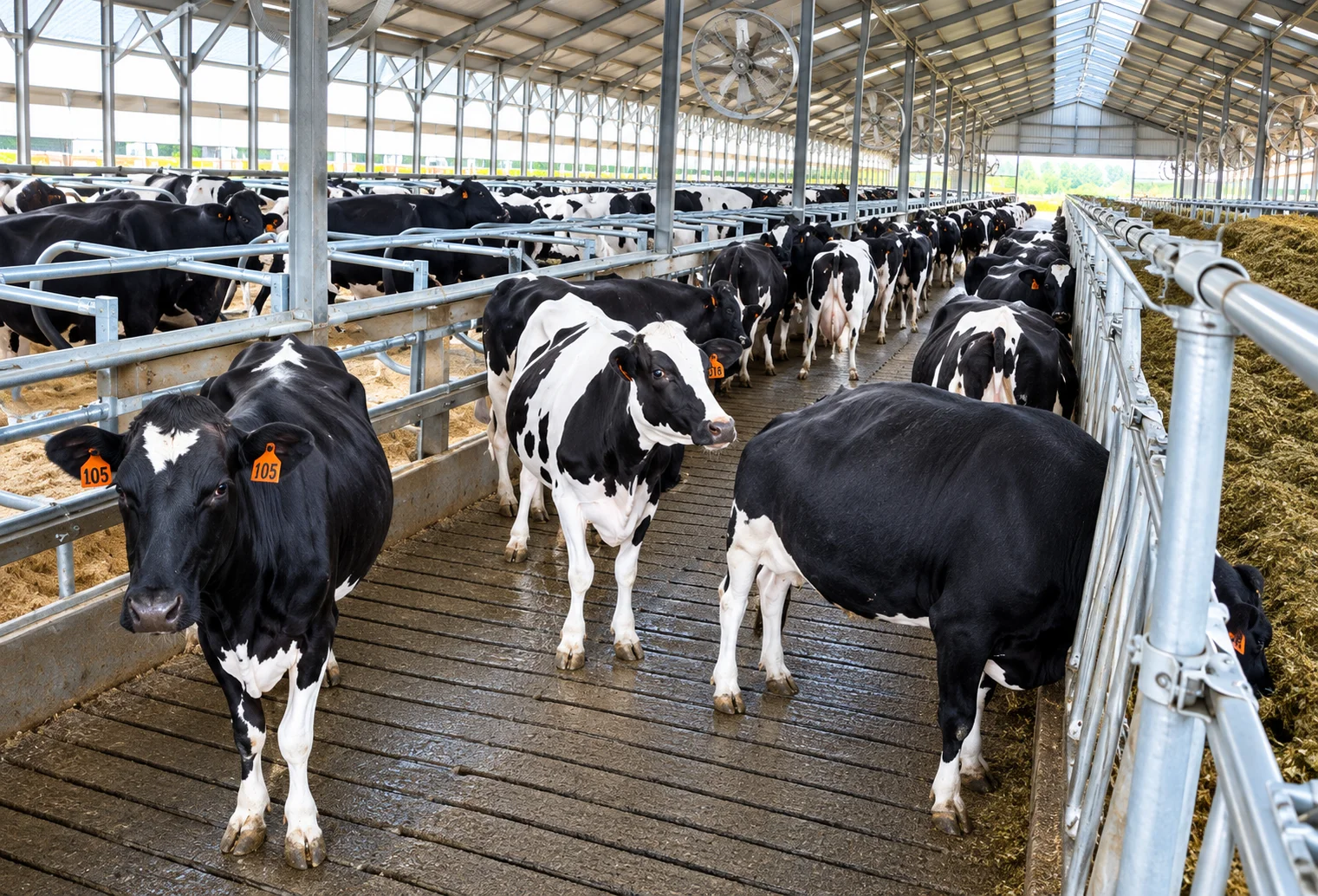 Dairy cows cooled under coarse droplet soakers and ventilation fans