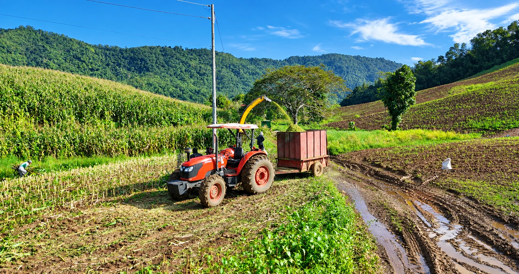 Heavy duty 4WD agricultural tractor for commercial plowing and hauling